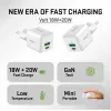 USB C/A sieninis įkroviklis YENKEE YAC G38 20W 3A Power Delivery (USB‑C ir USB‑A)