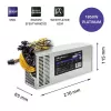 Qoltec 50350 maitinimo blokas 1850W PCI-E | 80 Plus Platinum | Žaidimams ir kasybai