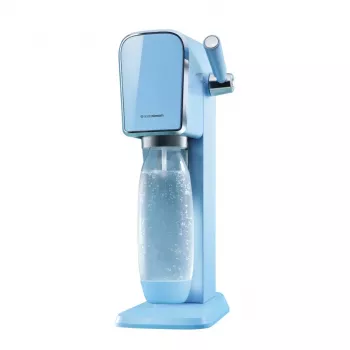 Sodos gaminimo aparatas SODASTREAM Art Blue Steel – 1 L plastikinis butelis, 60 L dujų balionėlis, 173×245×430 mm