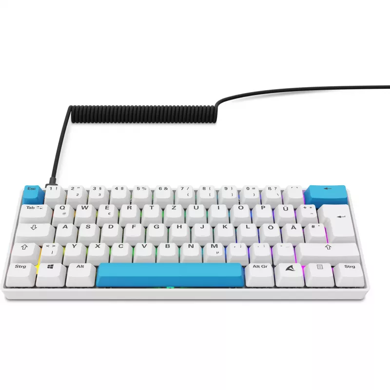 Sharkoon SGK50 S4 klaviatūra, laidas USB, QWERTZ vokiškas, balta, 60% RGB LED