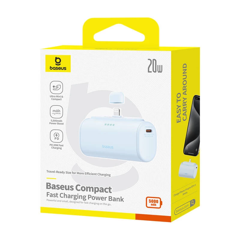 Nešiojamas įkroviklis Baseus Compact IP 5000mAh 20W (mėlyna)