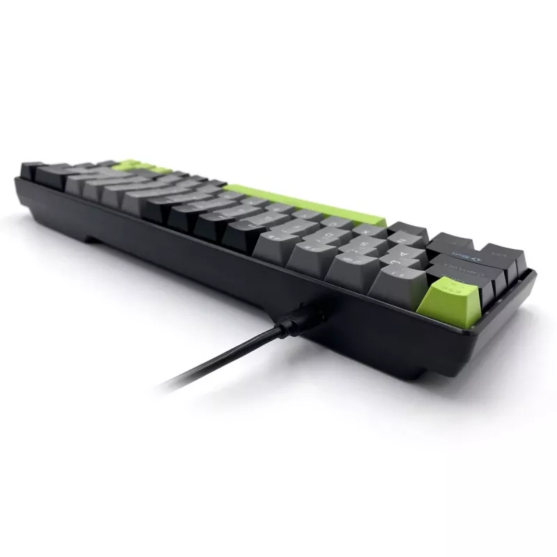 Mechaninė klaviatūra MEDIA-TECH MT1260 Red Core MX60, 60% formatai, CHERRY MX Red jungikliai, RGB foninis apšvietimas, USB, žalia