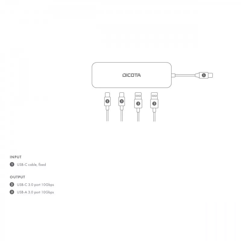 USB-C šakotuvas DICOTA D32061 10000 Mbit/s sidabrinis