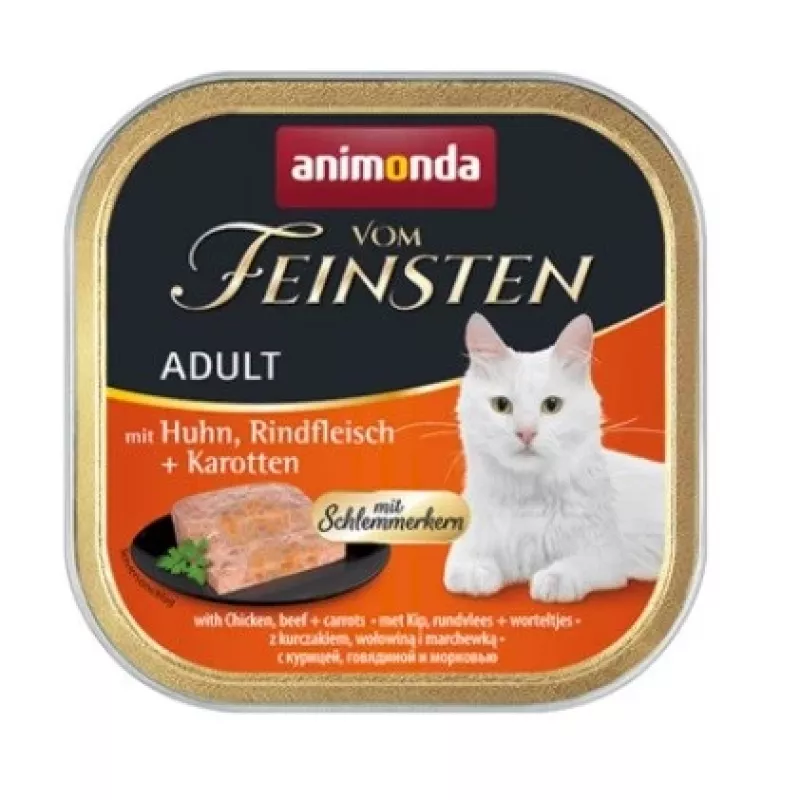 ANIMONDA Vom Feinsten Suaugusiems Vištiena, jautiena ir morkos - šlapias kačių ėdalas - 100 g