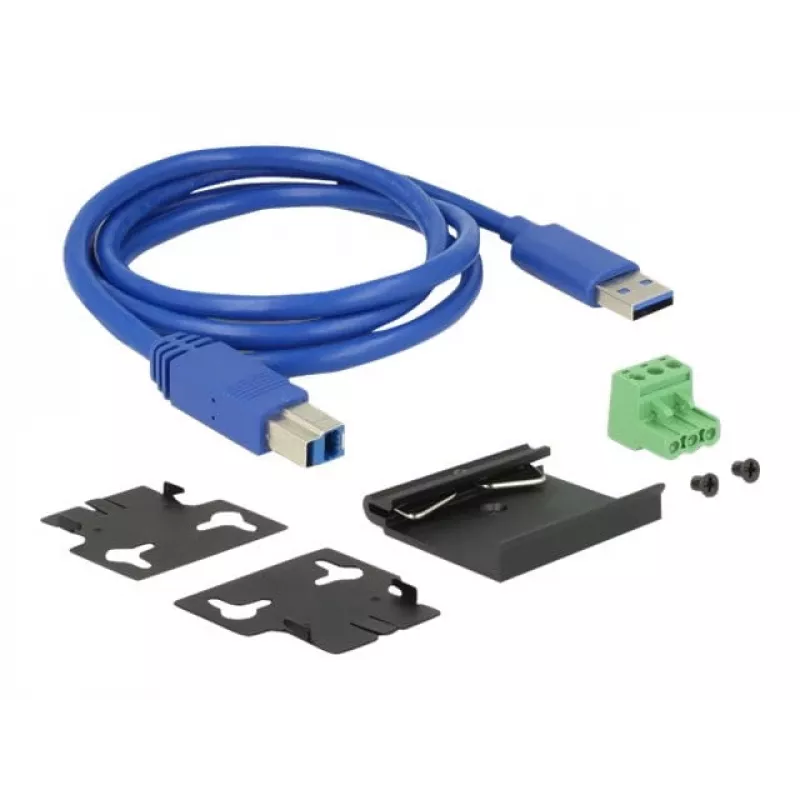 Delock 63309 išorinis pramoninis USB šakotuvas, 4 x USB 3.0 Type-A, 15 kV ESD apsauga, metalinis korpusas, tvirtinamas prie sienos