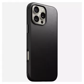 Mobilaus telefono dėklas Nomad NM01693185, skirtas Apple iPhone 16 Pro Max, oda/TPU/PC, juodas, tinka 17,5 cm (6,9 colio) ekranui