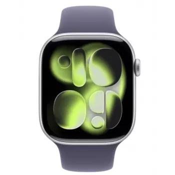 Apple Watch Series 11 GPS + Cellular 42mm sidabrinis aliumininis korpusas su Purple Fog Sport dirželiu - M/L