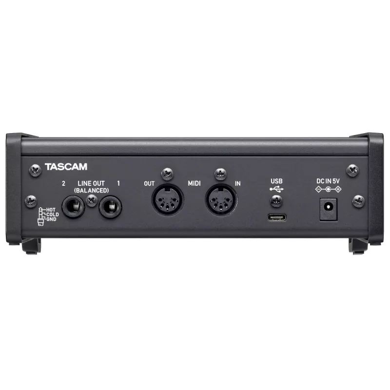 Garso sąsaja Tascam US-2X2HR, 2 x XLR/combo įėjimai, 192 kHz, USB 2.0, MIDI In/Out, stalinė, juoda