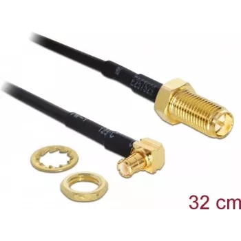 Koaksialinis kabelis DeLOCK 88472 0,32 m MMCX RP-SMA, auksinis, juodas