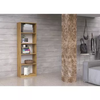 Biuro spintelė su lentynomis Topeshop R40 ARTISAN, ąžuolo spalvos, 5 lentynos, 400×300×1820 mm, medžio drožlių plokštės rėmas