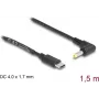 DeLOCK USB Type-C maitinimo laidas su DC 4,0 x 1,7 mm kampuotu kištuku 1,5 m