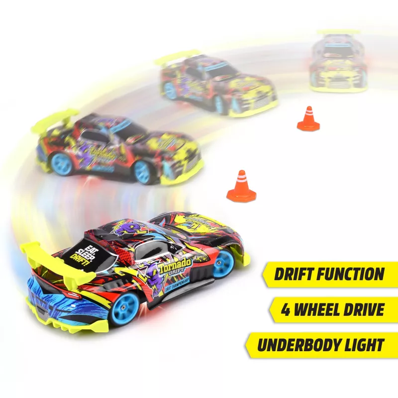 Radijo bangomis valdomas automobilis Dickie Tornado Drift RTR 2,4 GHz – paruoštas driftui