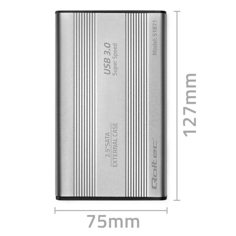 QOLTEC išorinis dėklas kietajam diskui HDD/SSD 2.5 colio SATA3, USB 3.0