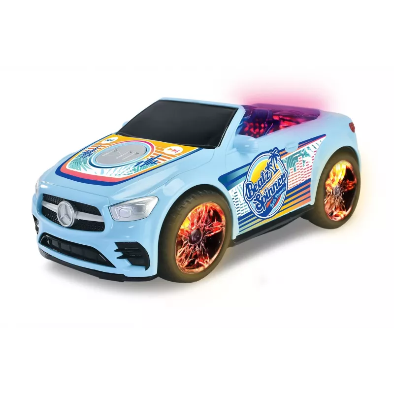 Dickie Toys Mercedes-Benz E-Class Beat Spinner mėlynas – motorizuotas vaikiškas automobilis su muzika ir šviesomis