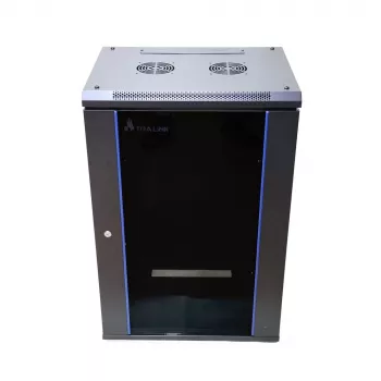 Sieninis stovas Extralink Rackmount 18U 600x600 juodas su rakinamu stiklu