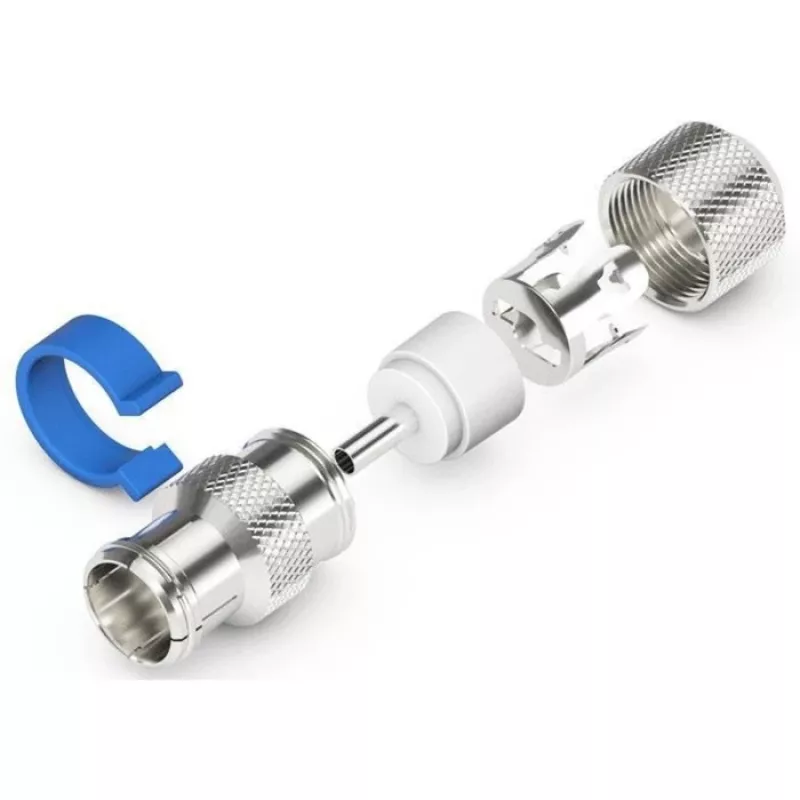 Lengvai montuojamas IEC/Koax lizdas (sidabrinis/mėlynas, 6,5 - 8,0 mm)