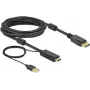 Vaizdo kabelio adapteris DeLOCK 85966 5 m HDMI Type A DisplayPort USB Type-A juodas