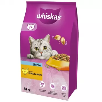 Sausas kačių ėdalas Whiskas Adult Vištiena 14 kg – sterilizuotoms katėms, suaugusioms, visų veislių
