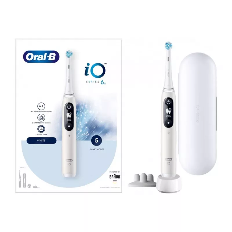 Braun Oral-B iO6 serijos elektrinis dantų šepetėlis baltas