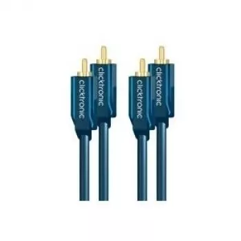Stereo garso kabelis (2x RCA kištukas / 2x RCA kištukas) - 1,0 m, koaksialinis kabelis galingam stereogarsui