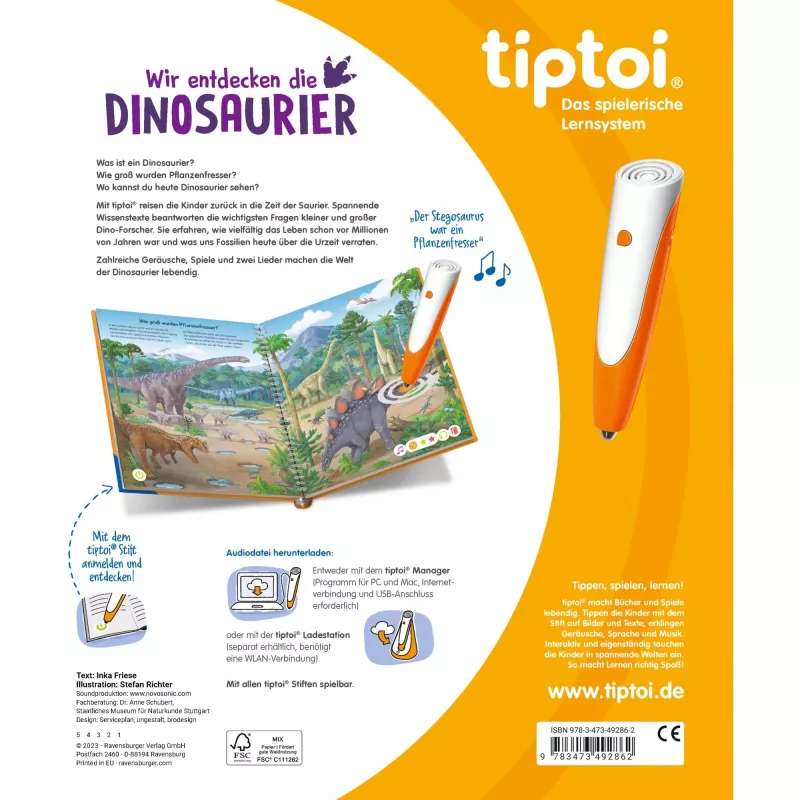 tiptoi Mes atrandame dinozaurus, mokomoji knyga