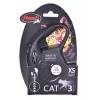 Ištraukiamas pavadėlis Flexi New Classic Cat XS 3 m – virvelinis pavadėlis mažiems augintiniams, juodas, maks. apkrova 8 kg