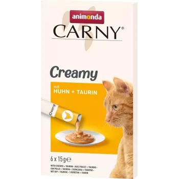 Šlapios katės skanėstai animonda Carny Chicken su taurinu 6 x 15 g, mėsinga pasta, 87% drėgmės