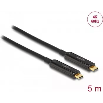 USB-C laidas DELOCK 84090 — 5 m, USB-C į USB-C, iki 21600 Mbit/s, auksuoti kontaktai, juodas