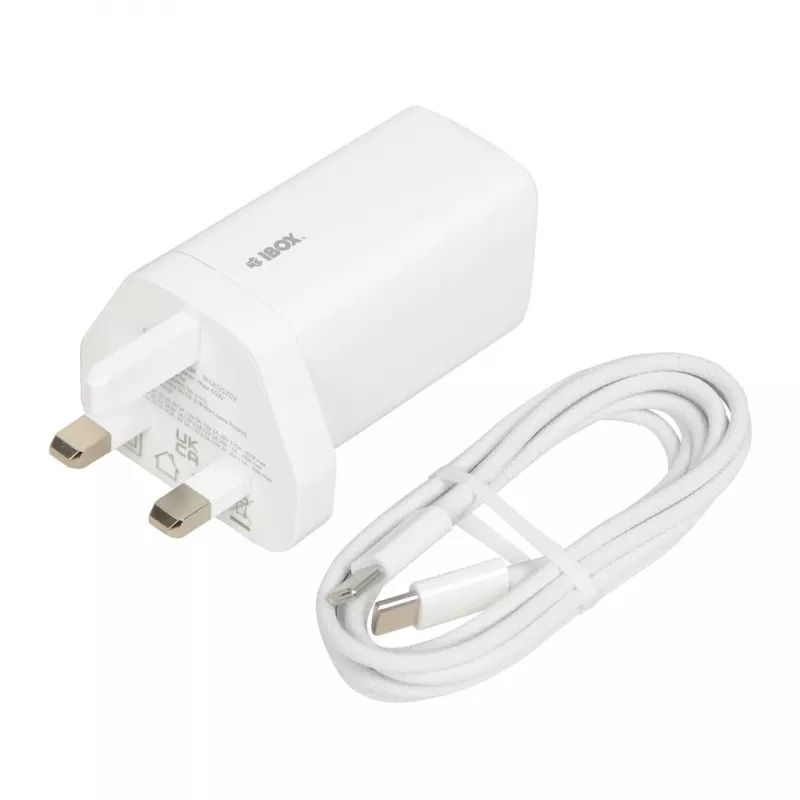 iBOX C-65 White, GaN 65W universalus įkroviklis su UK kištuku
