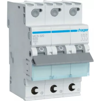 Hager MCS320 automatinis jungiklis C tipo 20A 3 moduliai