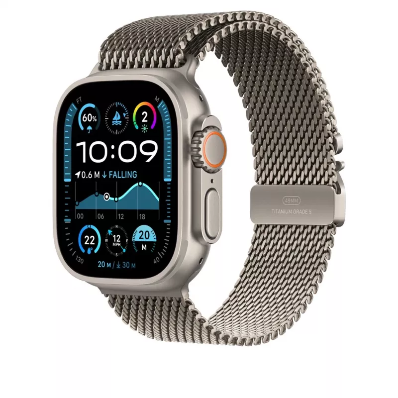 Apple 49mm natūralaus titano Milanezės kilpa vidutinė titano spalvos
