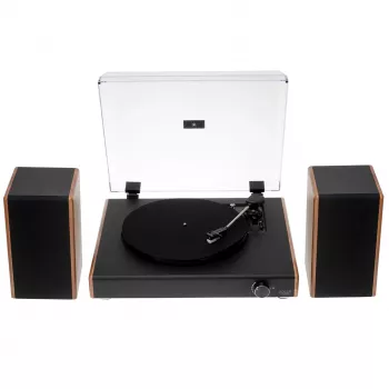 Patefono grotuvas su diržine pavara Adler AD 1915 USB – keraminė plokštelė, 45 RPM, nuolatinės srovės variklis, Bluetooth 5.4, USB išvestis, 2×10 W garsiakalbiai