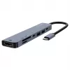 USB Type-C stotelė SAVIO AK-82 su HDMI, MicroSD, USB 3.2 Gen1, PD, 4K@30Hz, 5000 Mbit/s, juoda