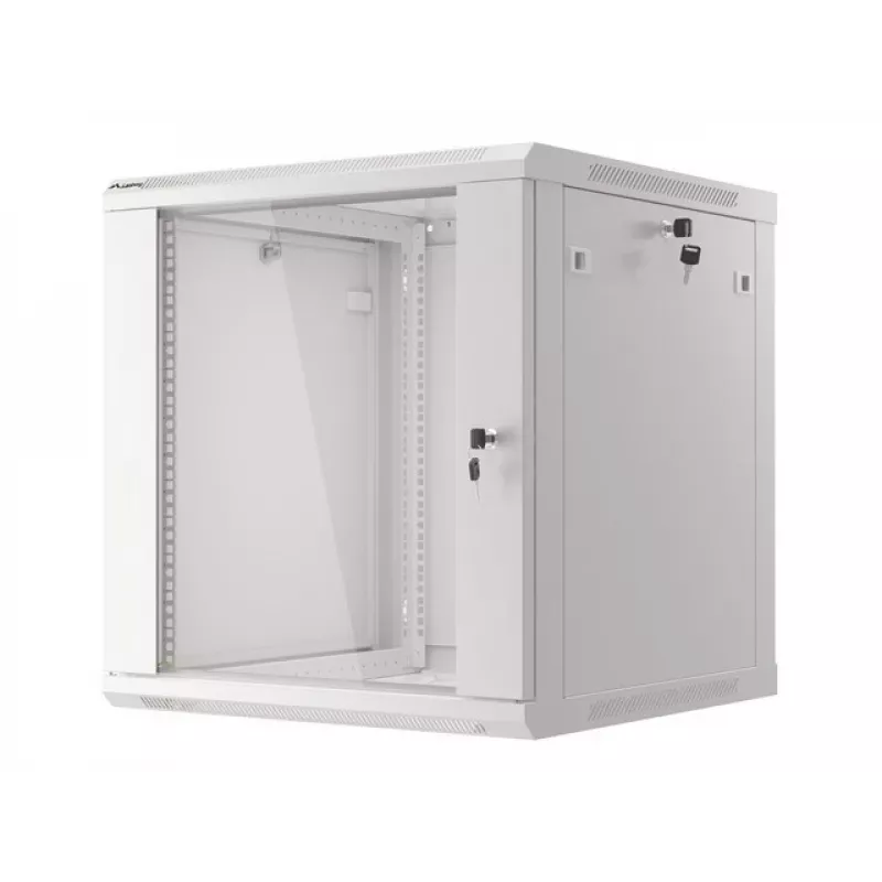 Lanberg sieninis montažinis stovo spintos korpusas 19'' 12U 600x600mm pilkas (stiklinės durys)