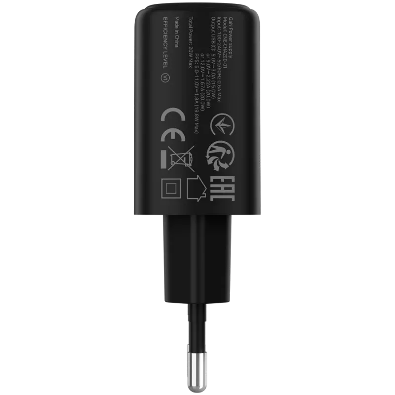 CANYON OnCharge 200 20W 1xPD EU juodas įkroviklis