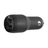Automobilinis USB-A įkroviklis su dviem prievadais 12W x2 Juodas