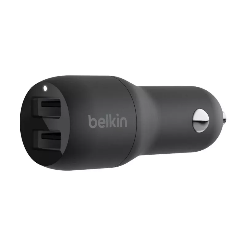 Automobilinis USB-A įkroviklis su dviem prievadais 12W x2 Juodas
