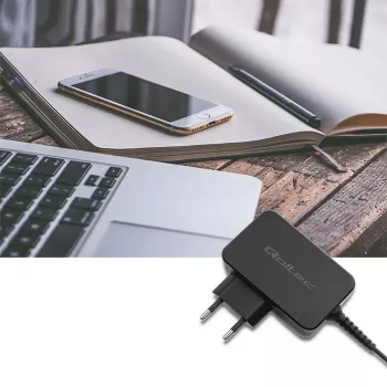 Mobiliojo įrenginio įkroviklis QOLTEC 51024 – Universalus AC vidinis įkroviklis, 65W PD, 20V/3,25A, 1,2m laidas, Juodas