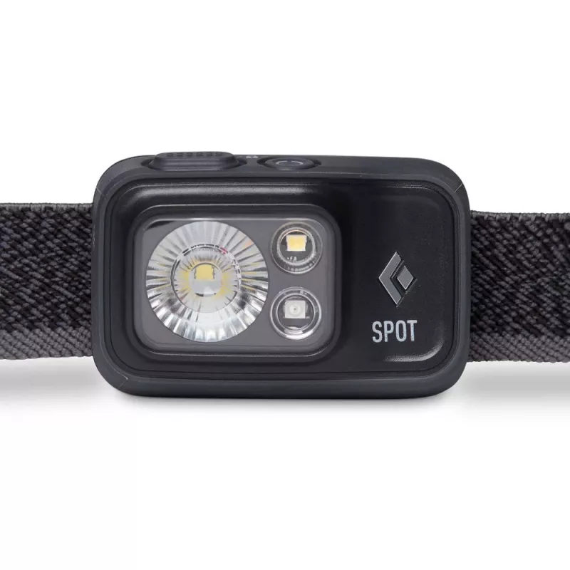 Kaktinė lemputė Black Diamond Spot 400 — 400 lm, LED, IPX8 vandeniui atspari, AAA baterijos, spindulys 12–100 m, juoda