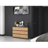 Komoda Top e shop M6 120 – Antracitas/Ąžuolas, 6 stalčių, 1200×300×770 mm, medžio drožlių plokštė