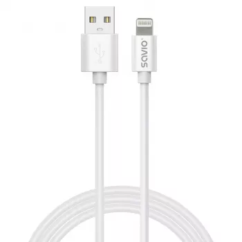 Savio Cl-193 USB laidas USB 2.0 2 m USB A USB C/Lightning Baltas