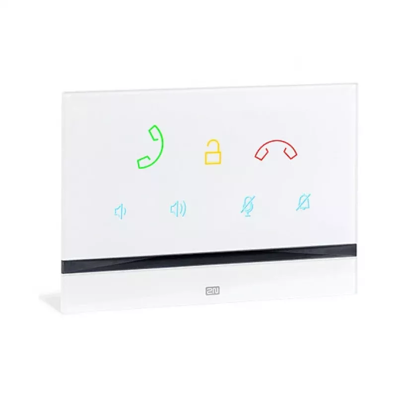 Vidinė domofono plokštė 2N Indoor Talk White – laidinė, grūdintas stiklas, montavimas ant sienos, 185×128×48,2 mm