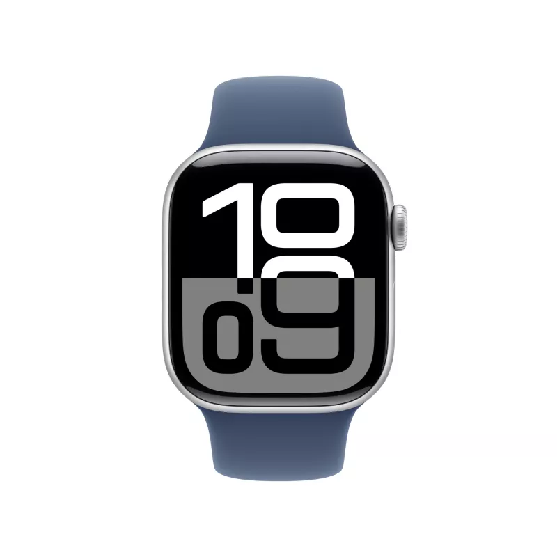 Apple Watch S10 Aliuminio korpusas Cellular 42mm Sidabrinis (Sportinė apyrankė džinsinė) S/M