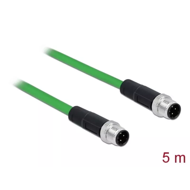 DeLOCK tinklo kabelis M12 (4 kontaktų) (M) į M12 (4 kontaktų) (M) - 5,0 m - SF/FTP - be halogenų - žalias (85920)