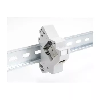 Keystone laikiklis snap-in DIN bėgeliui DELOCK 67043 — plastikinis, įžemintas, 60×88.2×21.5 mm, pilkas