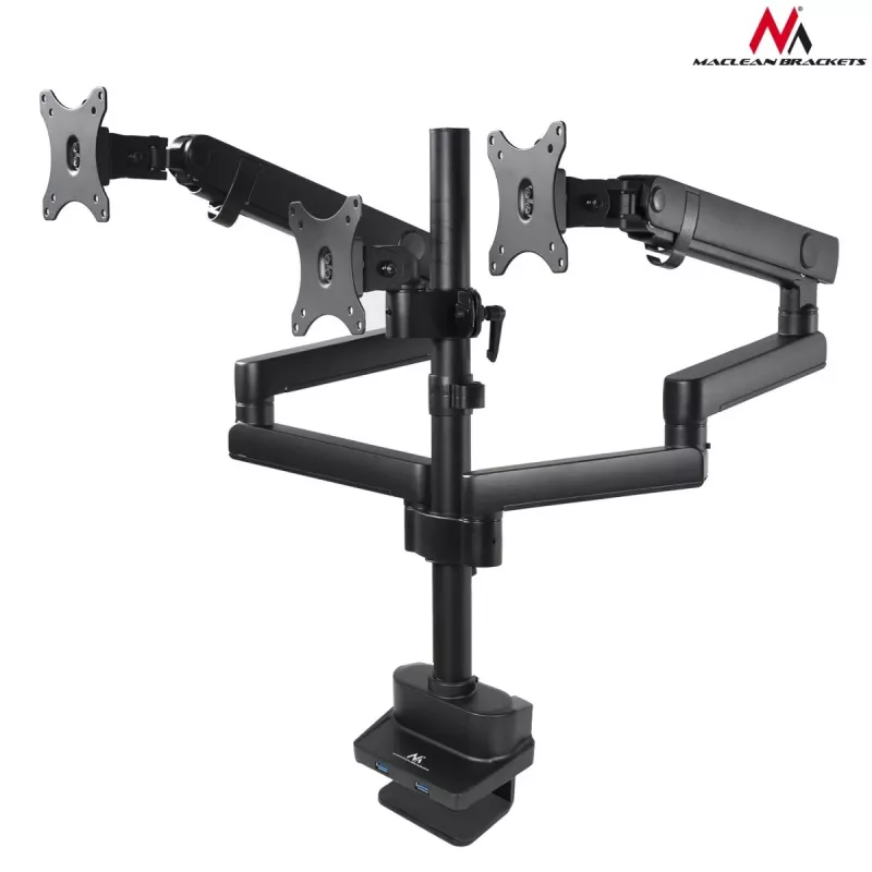 Maclean MC-811 – laikiklis trims monitoriams, tvirtinamas prie stalo