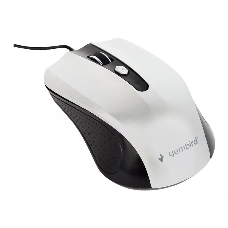 Laidinė ambidekstrinė optinė pelė GEMBIRD MUS-4B-01-BS, USB Type-A, 1200 DPI, 4 mygtukai, juoda/sidabrinė