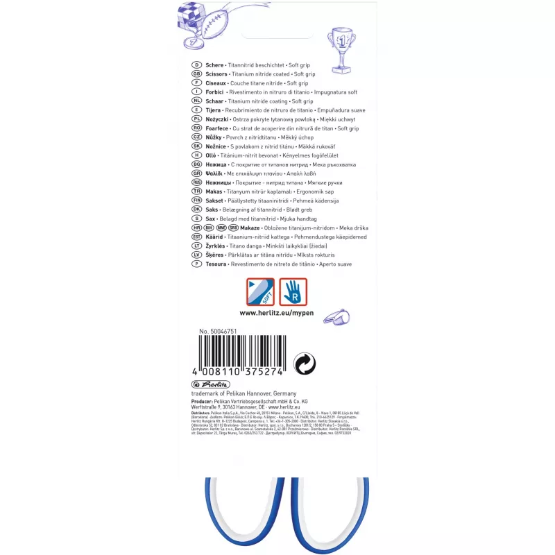 Vienas rašiklis Herlitz my.pen Straight Cut mėlynai baltas