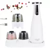 Elektrinis druskos ir pipirų malūnėlių rinkinys Adler AD 4449W Steel White, keraminiai girnapusiai, 150 ml, įkraunamas per USB-C