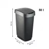 Šiukšliadėžė Rotho Twist 50 L stačiakampė polipropileno, 50 L, 602×298×401 mm, juoda